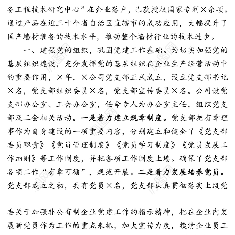 充分发挥党组织模范带头作用引领企业走向新的篇章—×有限公司党建工作交流发言材料