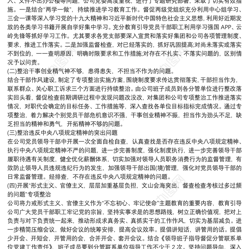 不忘初心牢记使命主题教育突出问题专项整治情况报告