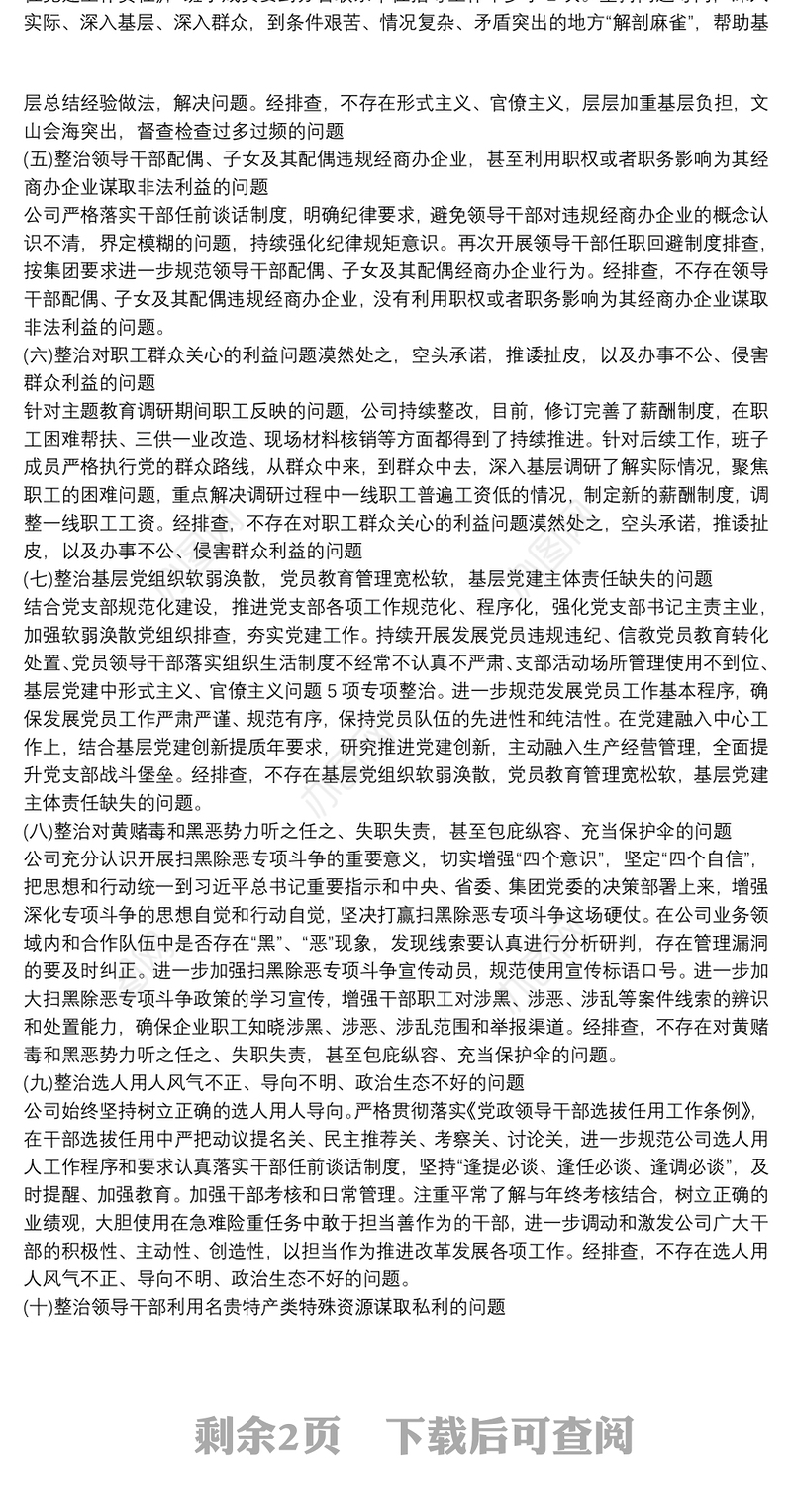 不忘初心牢记使命主题教育突出问题专项整治情况报告