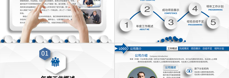 蓝色精美2026年终工作总结述职汇报PPT模板下载