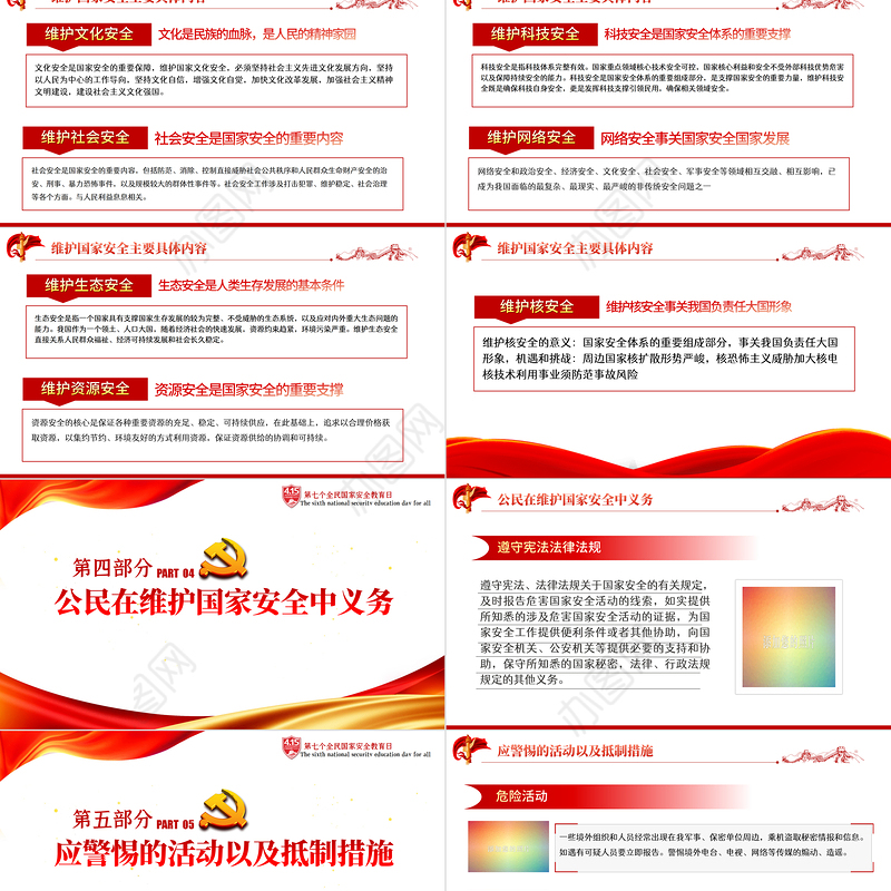 国家安全人人有责PPT红色精品2022年国家安全教育日知识宣讲专题课件模板
