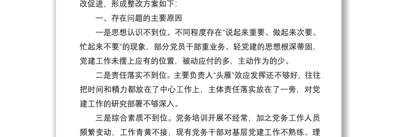 2022年市局党建工作调研检查反馈问题整改方案