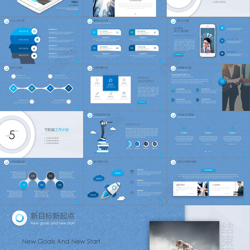 2019蓝色简约工作汇报PPT模板