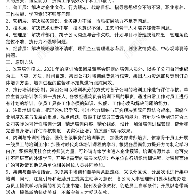 员工培训工作方案策划