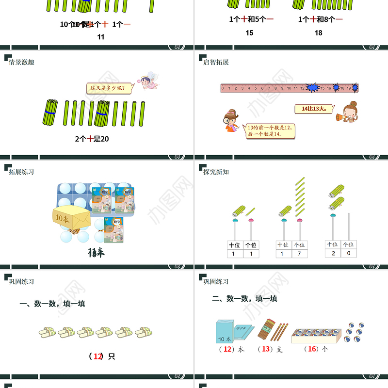 人教版小学一年级数学上册第六课：11-20各数的认识（含配套教案）课件PPT