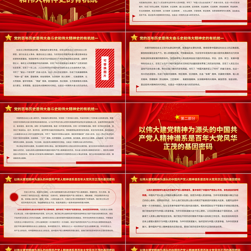 2023弘扬以伟大建党精神为源头的中国共产党人精神谱系PPT大气精美风党员干部学习教育专题党课课件