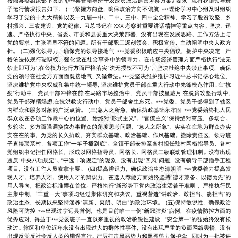 2021领导班子运行情况报告