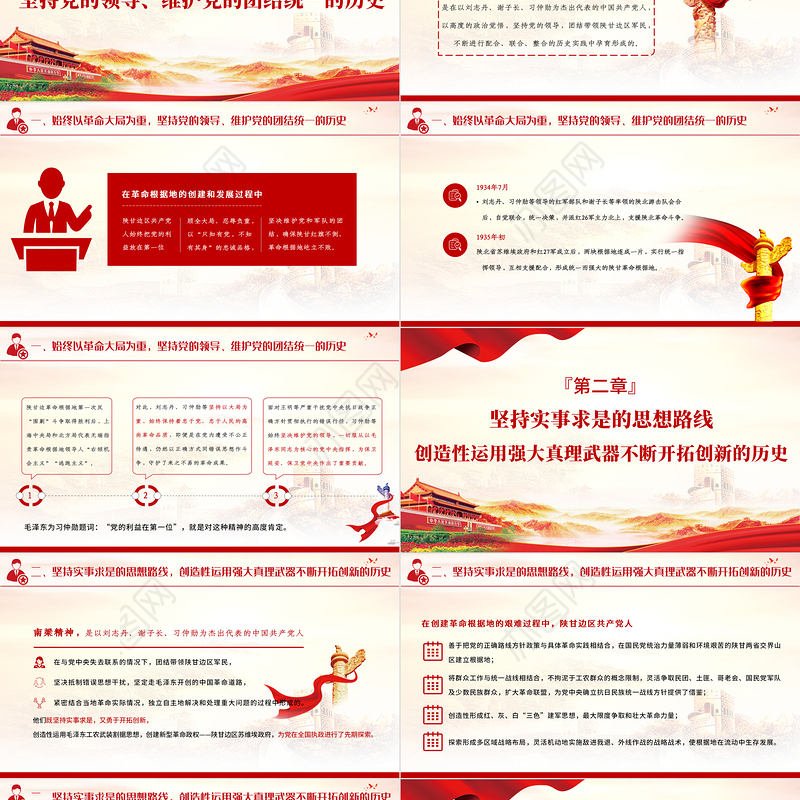 2021南梁精神PPT学党史之重温南梁精神坚定理想信念专题系列党课模板