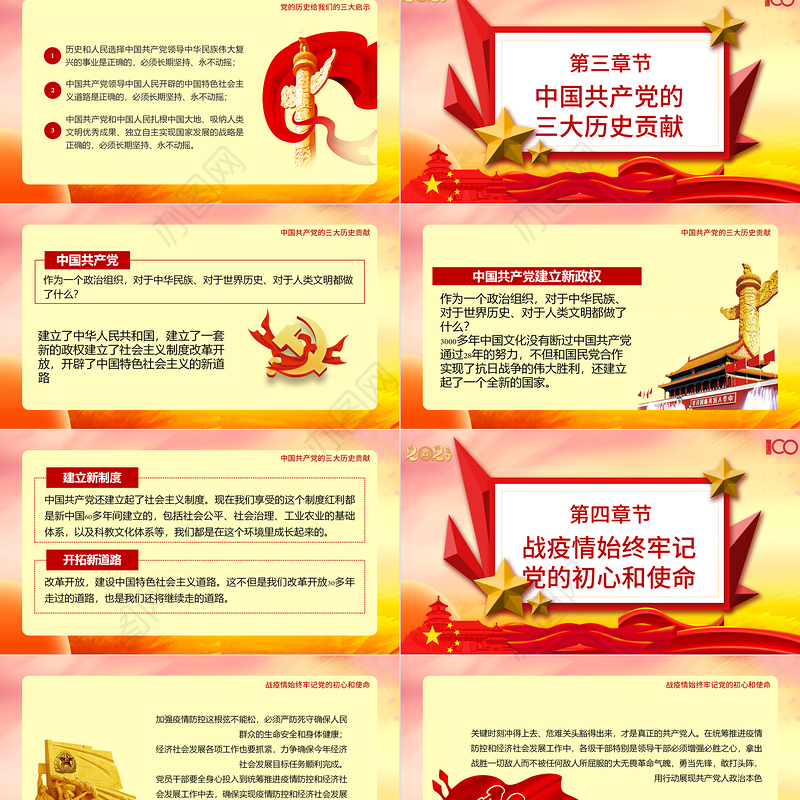 庆祝中国共产党建党100周年七一党课建党伟业党史党课PPT模板