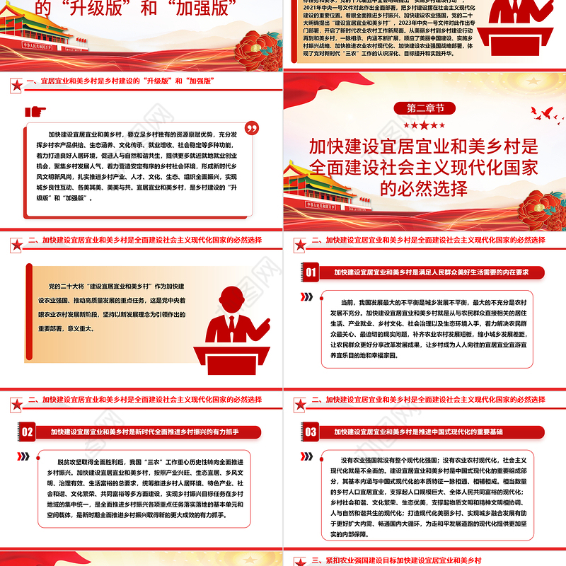 大力推进建设宜居宜业和美乡村ppt红色简洁奋力谱写新时代乡村全面振兴新篇章基层党组织党员干部学习培训党课课件