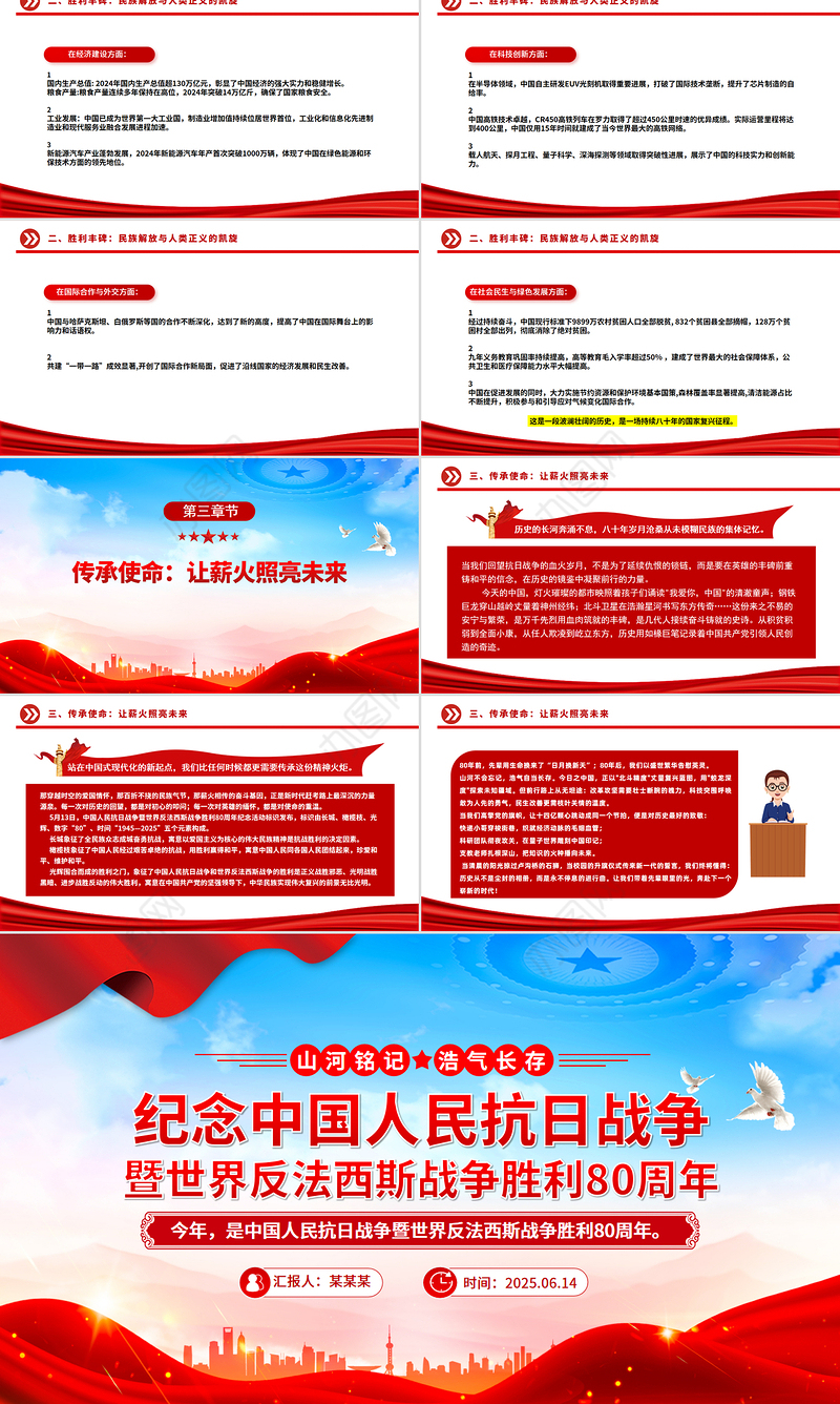 优质纪念中国人民抗日战争暨世界反法西斯战争胜利80周年PPT课件下载