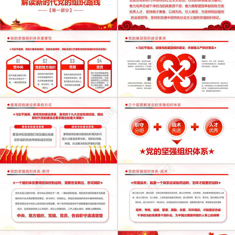 红色大气贯彻新时代党的组织路线工作会议PPT模板