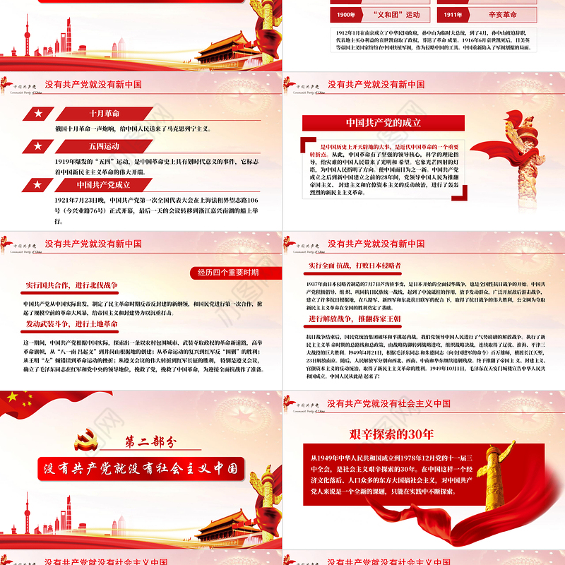 红色大气简约党政风热烈庆祝中国共产党成立一百周年ppt