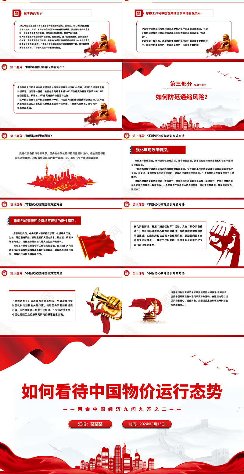 两会中国经济问答之二PPT大气简洁如何看待中国物价运行态势课件
