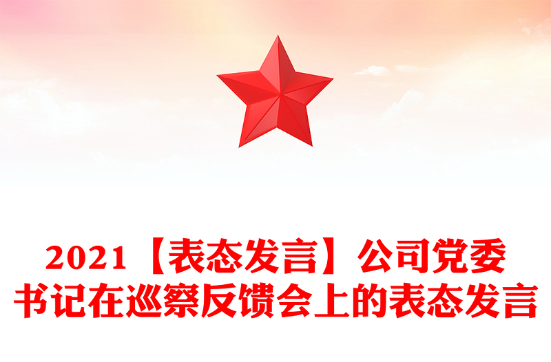 2021【表态发言】公司党委书记在巡察反馈会上的表态发言