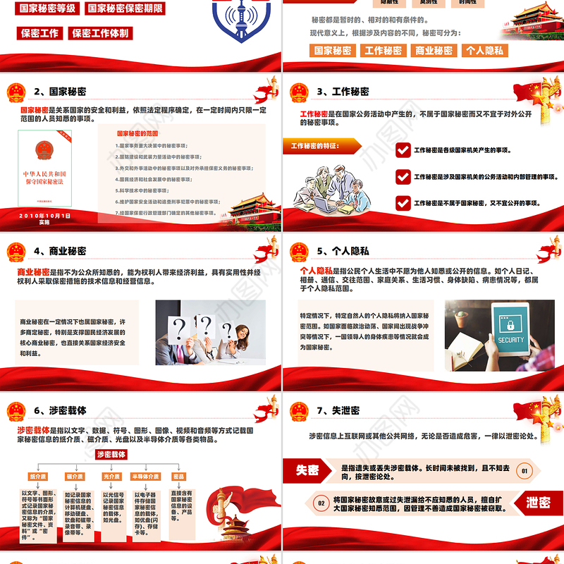 红色党政风2024基层党政单位保密警示教育PPT下载
