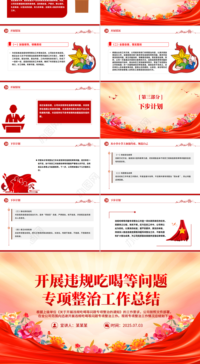2025年开展违规吃喝等问题专项整治工作总结PPT模板下载