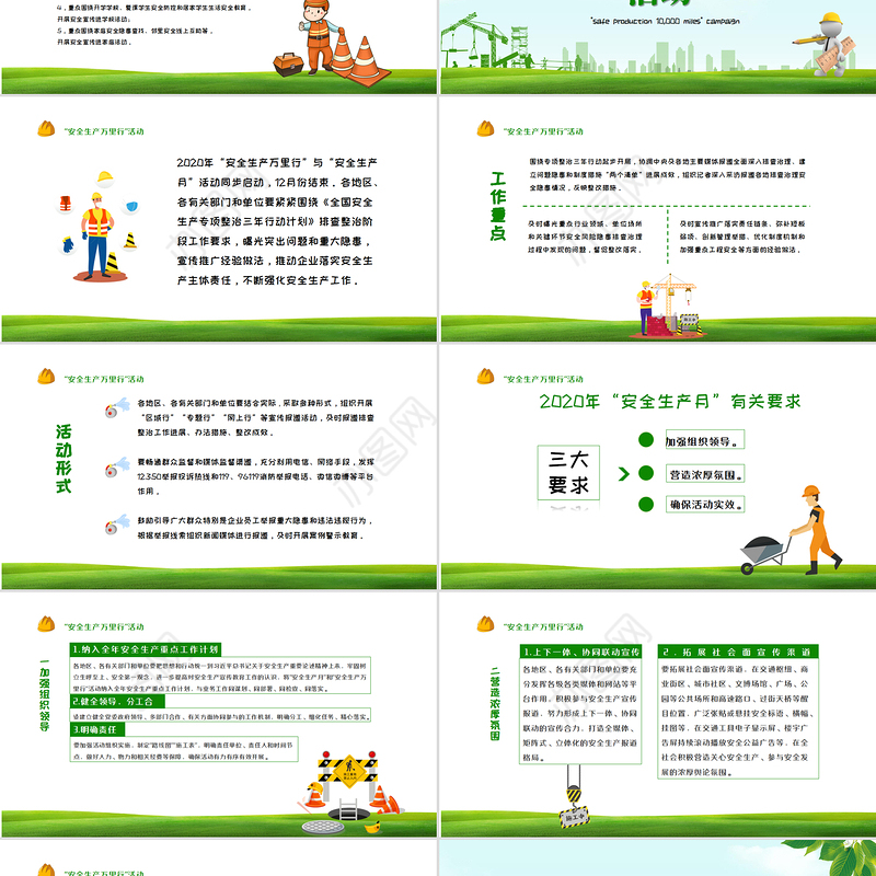 2020绿色清新安全生产月PPT