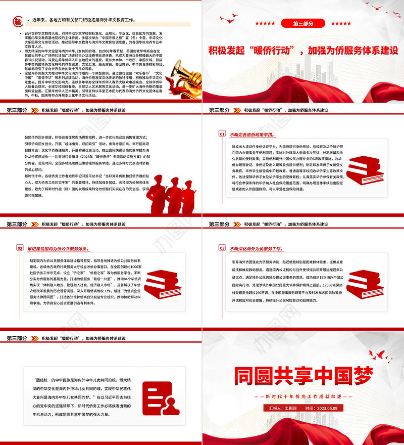 2023同圆共享中国梦PPT简洁大气新时代十年侨务工作成就综述党课课件