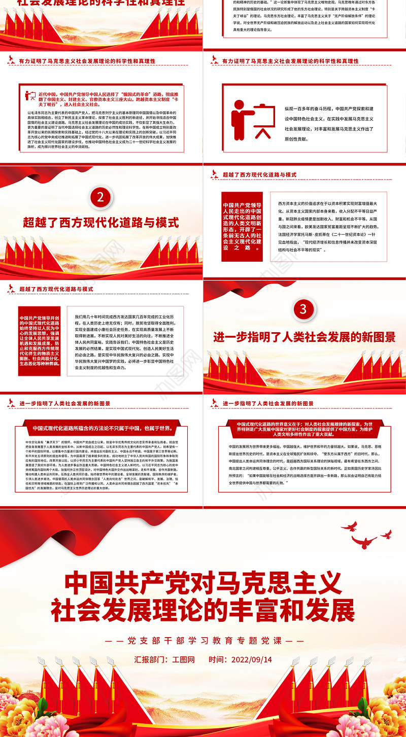 2022中国共产党对马克思主义社会发展理论的丰富和发展PPT党建风基层党委党支部干部学习教育专题党课课件