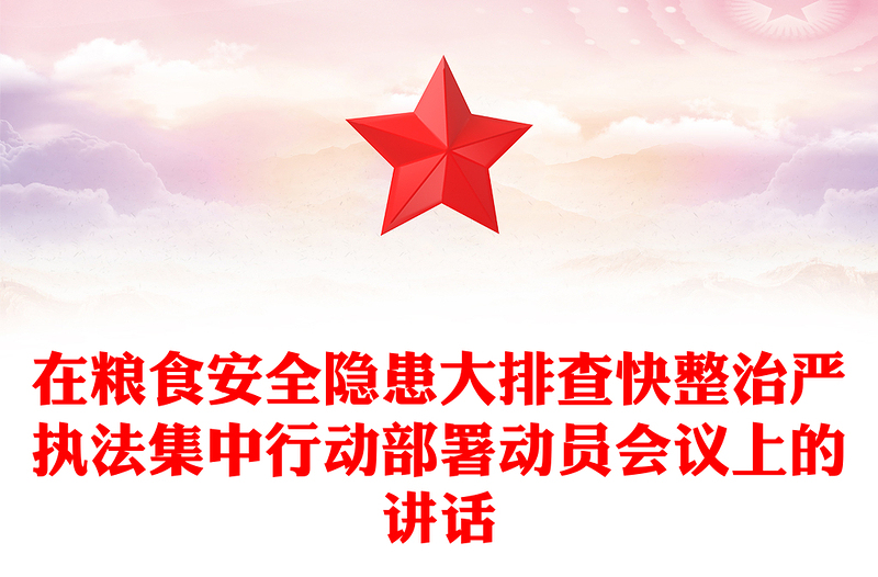 在粮食安全隐患大排查快整治严执法集中行动部署动员会议上的讲话