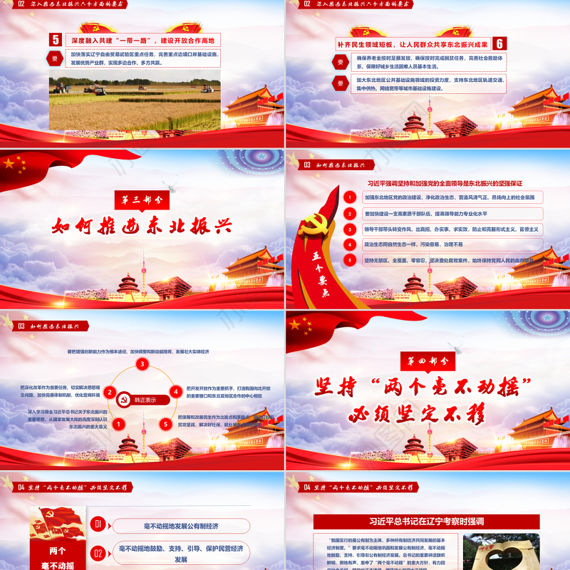 东北振兴党政红色热点党课党建PPT模板