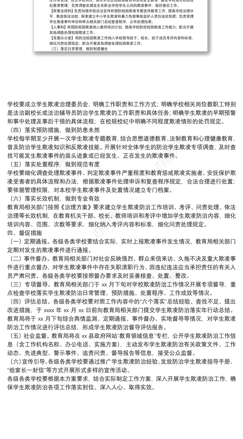 县教育局防治校园欺凌工作实施方案
