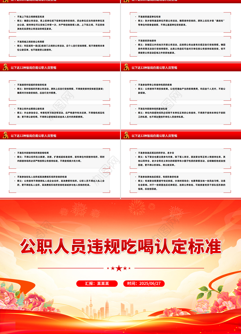 2025公职人员违规吃喝认定标准PPT课件