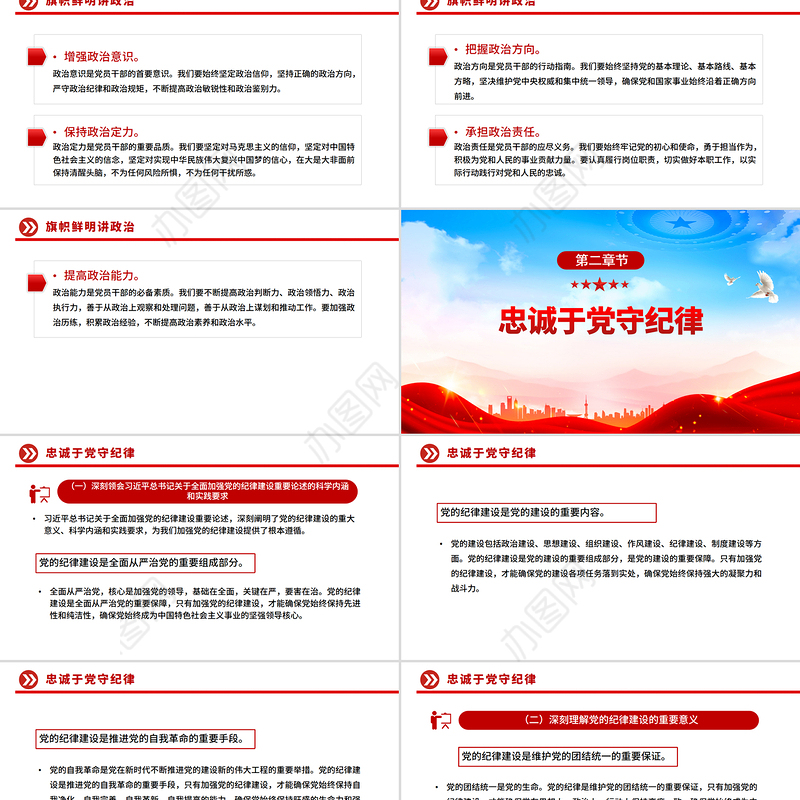 三季度主题党课PPT讲政治守纪律敢担当课件下载