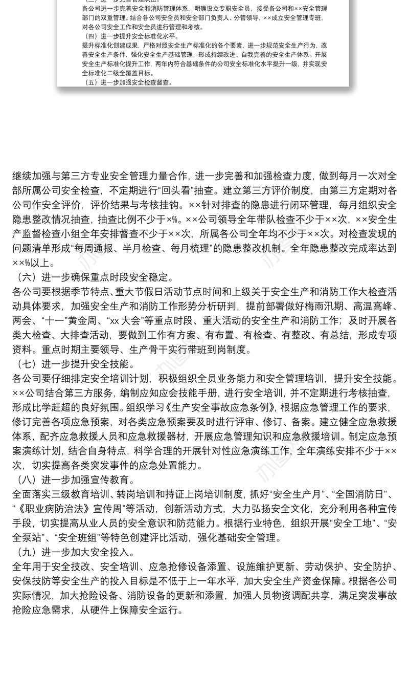 公司年度安全生产和消防工作要点集团公司专题会议纪要