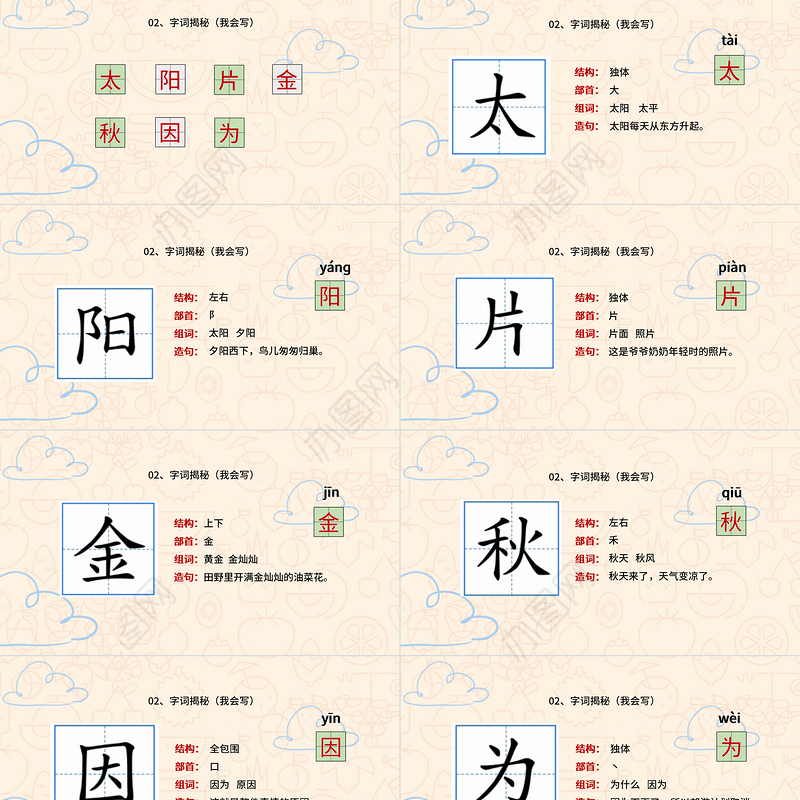 2022四个太阳PPT卡通风课文第4课小学一年级语文下册人教版教学课件