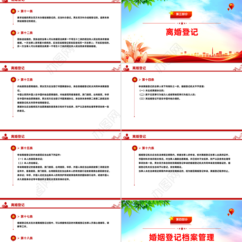 《婚姻登记条例》PPT红色精美法律法规学习课件下载