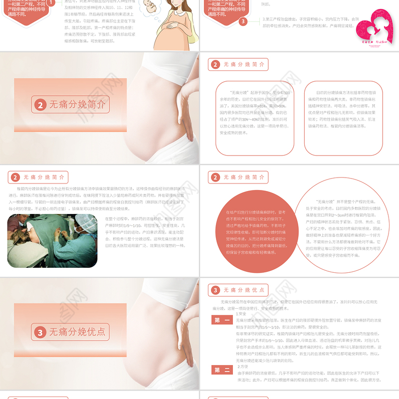 2022无痛分娩PPT清新创意医疗相关PPT模板下载