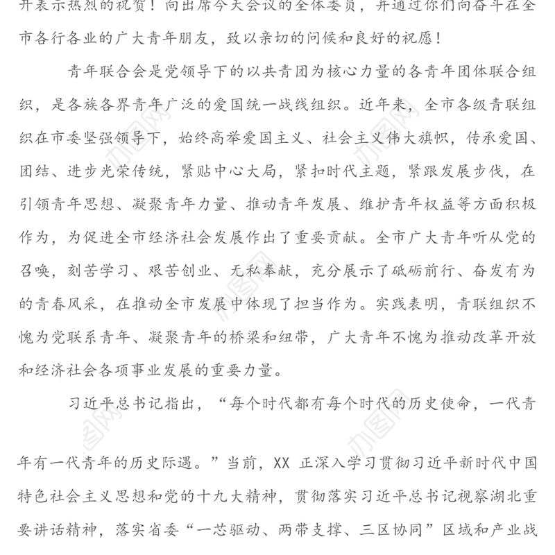 高扬青春旗帜奋力担当作为谱写壮丽的青春之歌-在共青团青年联合会委员会全体会议上的讲话