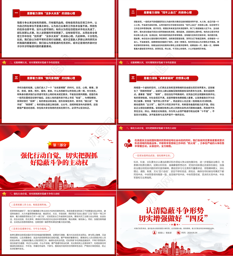 2024四反教育PPT简洁实用认清隐蔽斗争形势切实增强做好“四反”课件