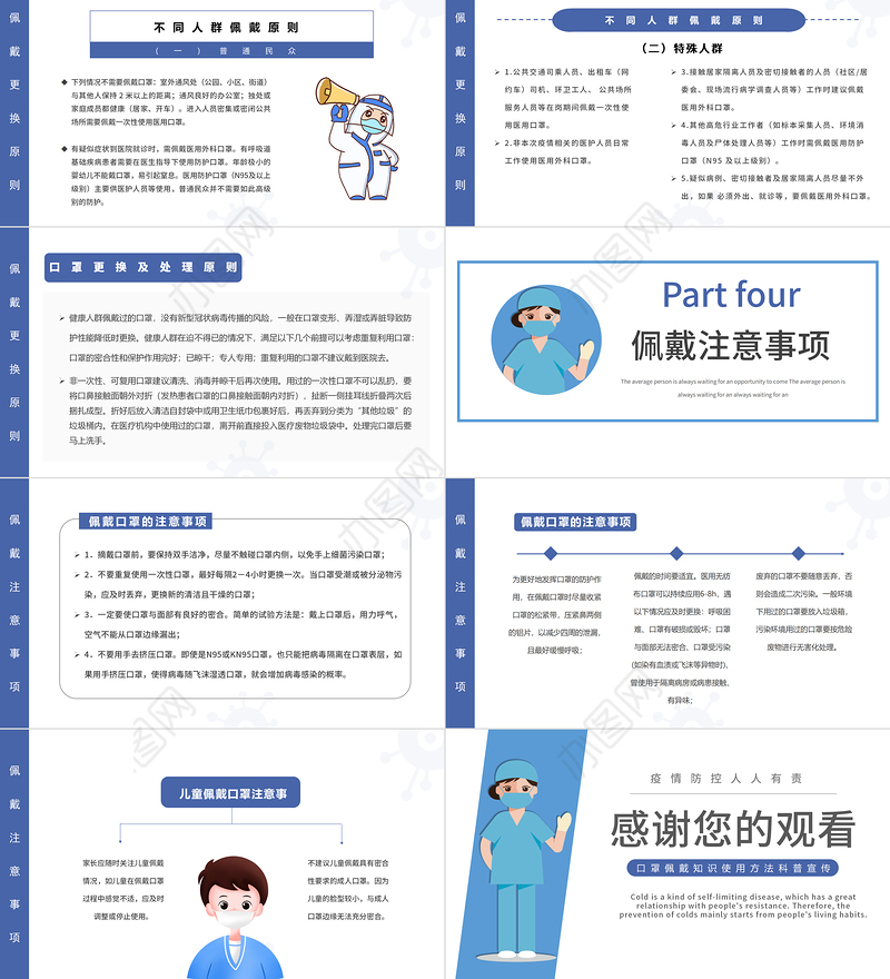 2022口罩佩戴知识PPT简约风口罩佩戴知识使用方法科普宣传课件模板