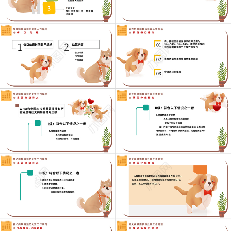 卡通插画风狂犬病防控知识培训PPT课件模板