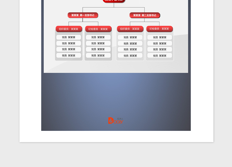 2021年红色风格党组织结构图