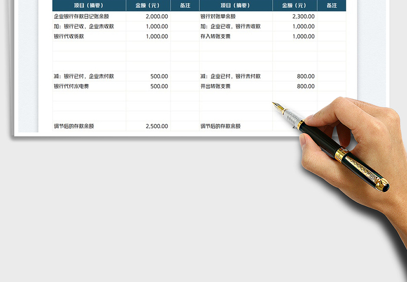 2023银行存款余额调节表免费下载