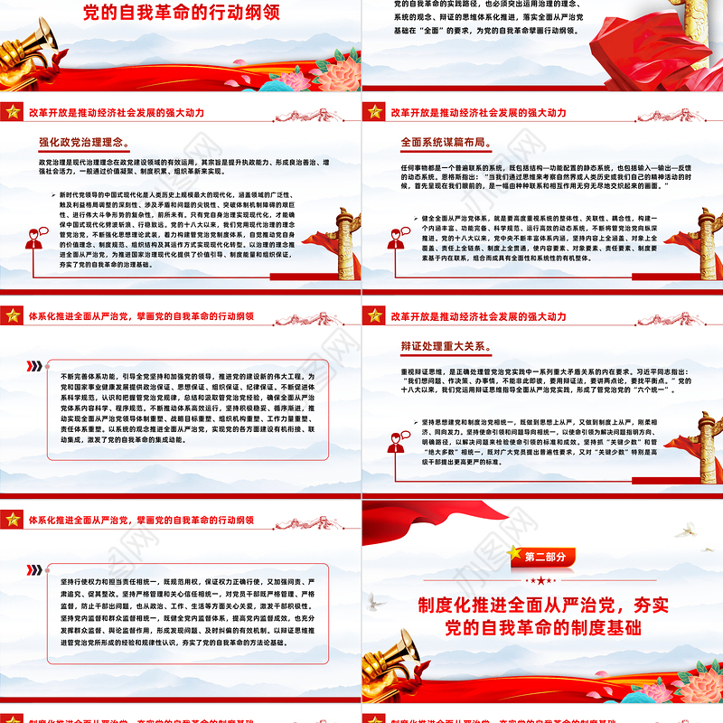 健全全面从严治党体系PPT简约风全党开展党纪学习教育工作课件模板