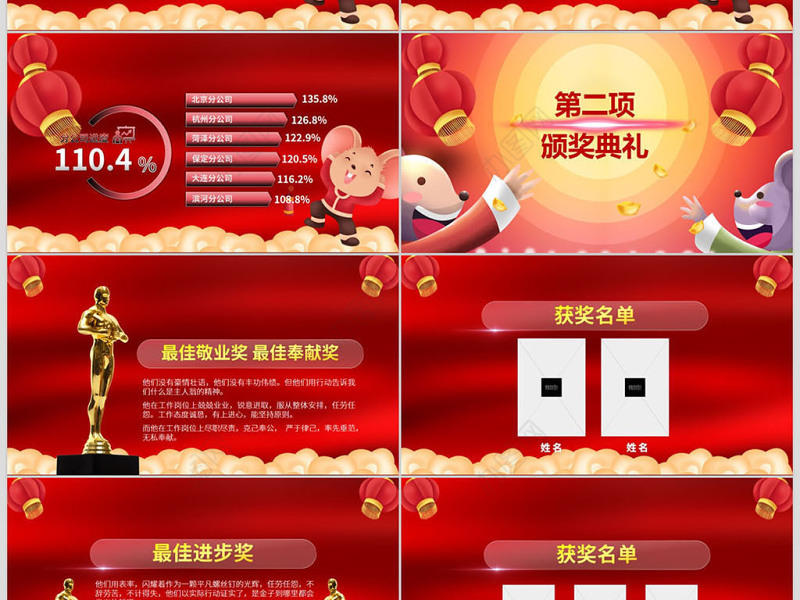 原创2020鼠年震撼年会誓师大会年会ppt模板