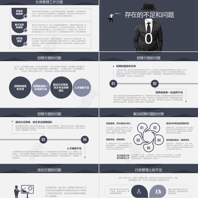 框架完整的人力资源部行政部工作总结PPT