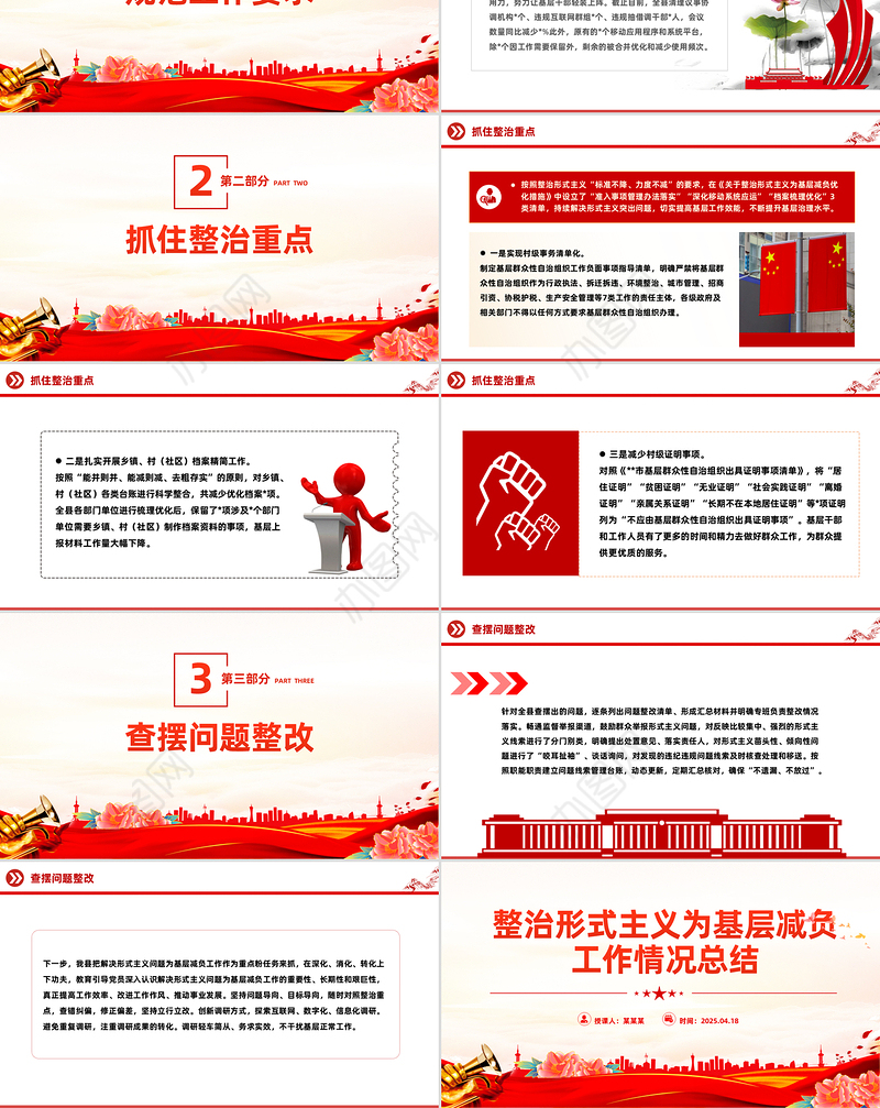 整治形式主义为基层减负工作情况总结PPT模板下载