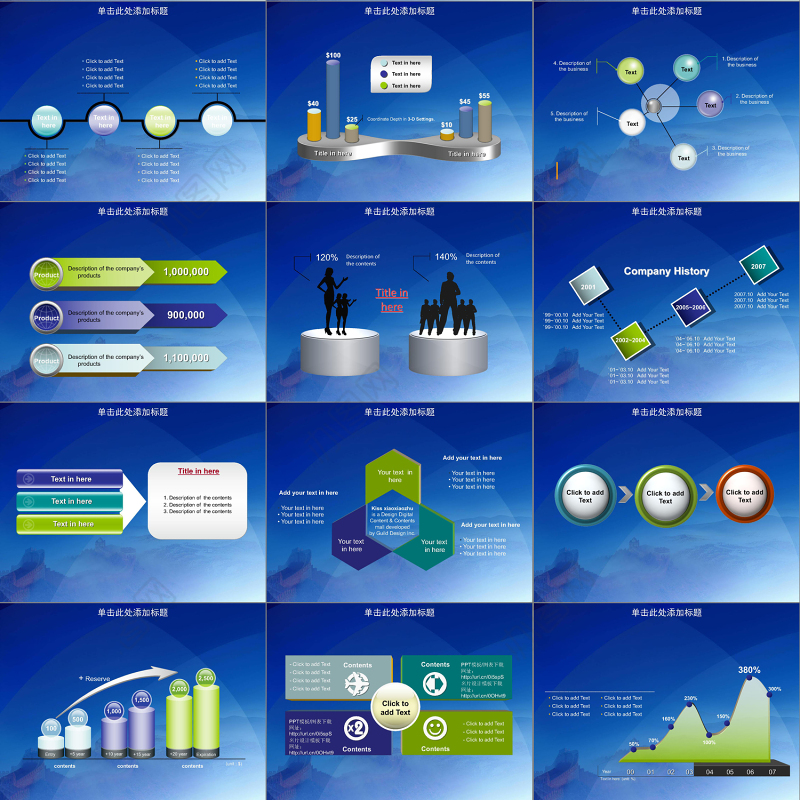 2019蓝色商业汇报PPT模板