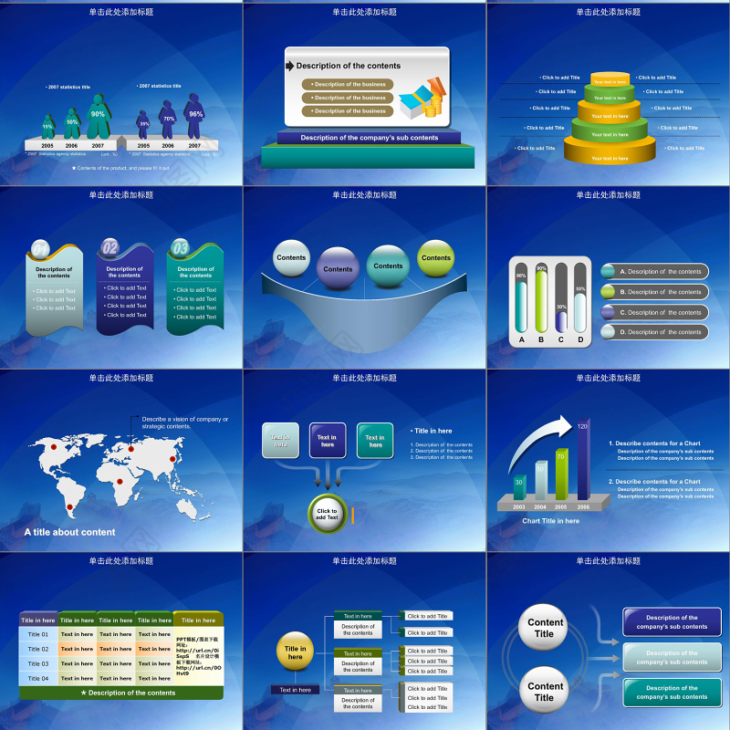 2019蓝色商业汇报PPT模板