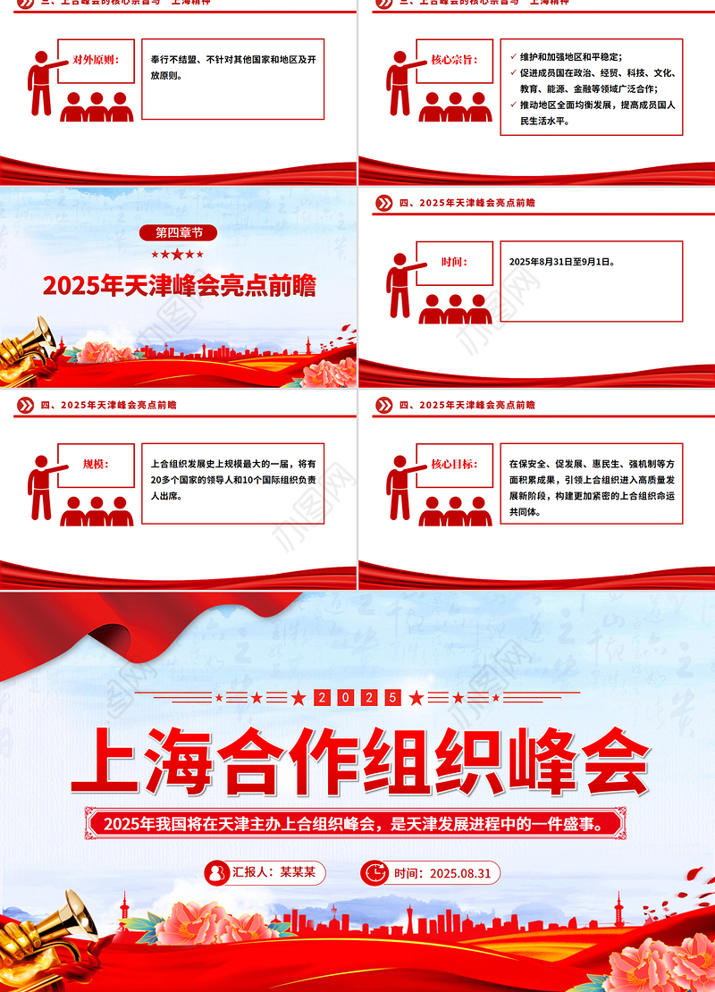 简洁风2025年上海合作组织峰会PPT模板