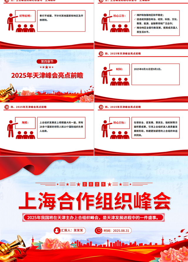 简洁风2025年上海合作组织峰会PPT模板