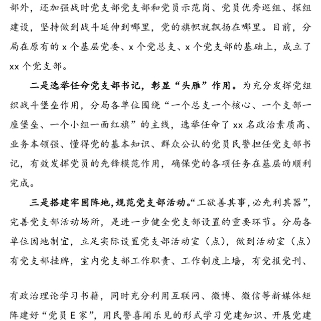 公安分局党支部基层党建经验材料