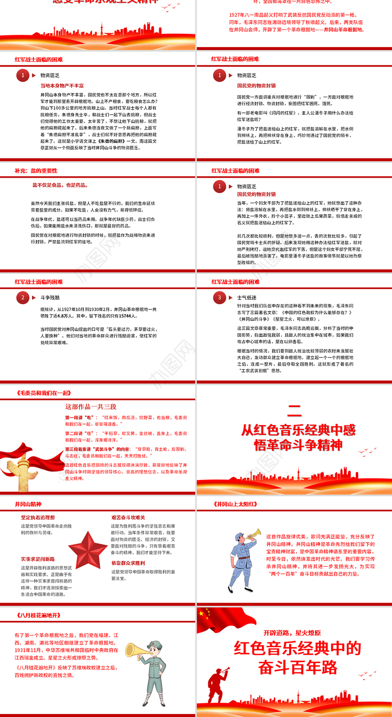 红色音乐经典中的奋斗百年路PPT开辟道路星火燎原唱响红歌弘扬正气在音乐中回望党史专题党课