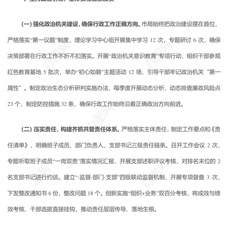 优质上半年全面从严治党责任落实情况报告总结PPT模板(讲稿)